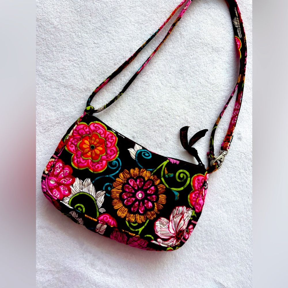 ✨ RARE VERA BRADLEY 2 WAY CROSSBODY SHOULDER MINI BAG PINK RED BLACK FLORAL ✨
